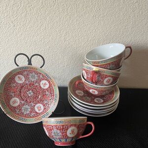 Colorful porcelain Tea Cup and Saucer Set.